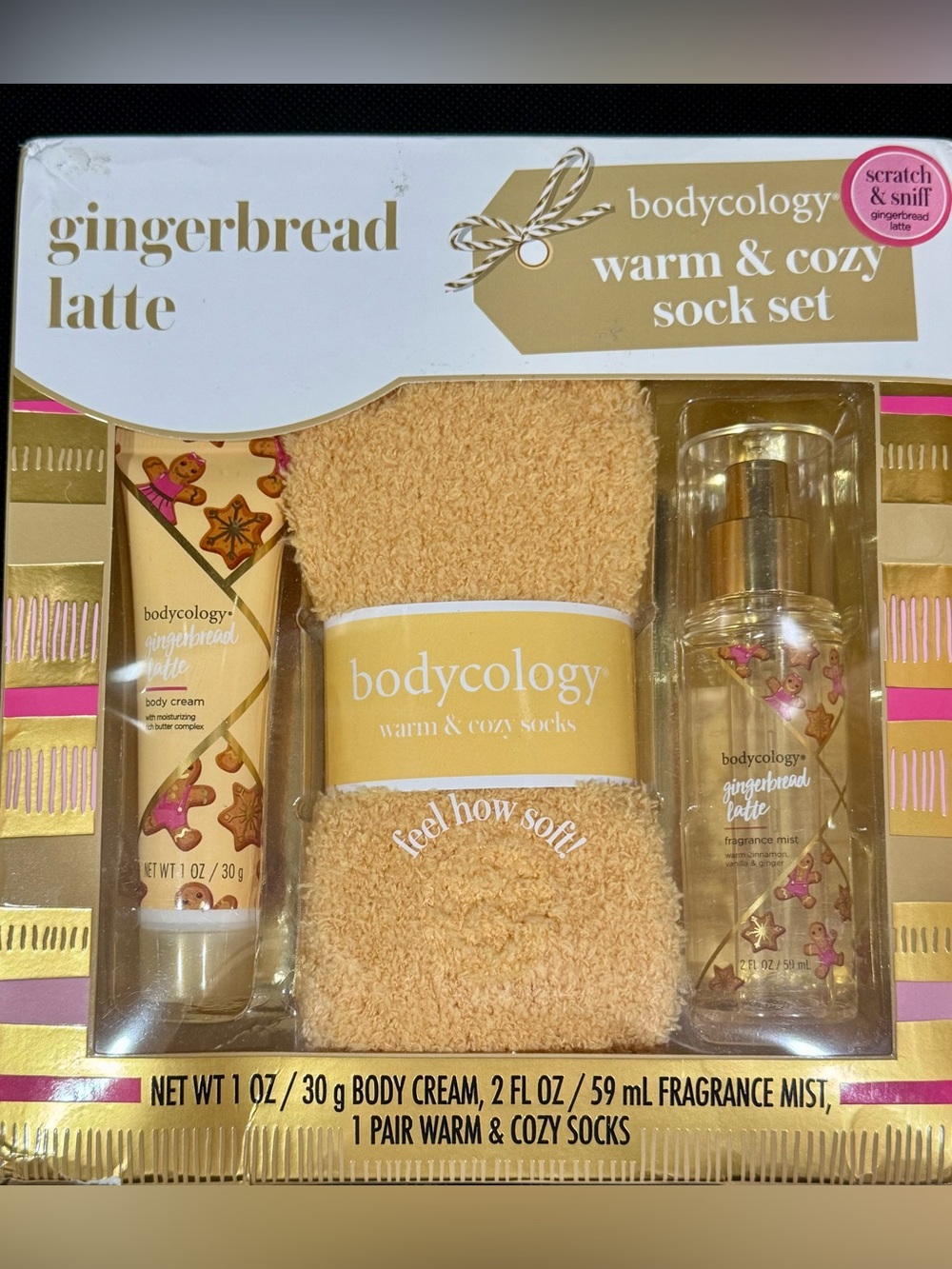 Bodycology Gingerbread Latte Warm & Cozy Sock Set - New